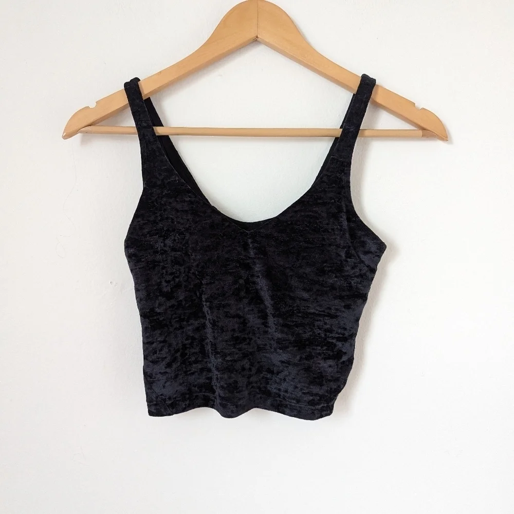 Lululemon Black Crushed Velvet Special Edition Align Cropped Tank Top 4
